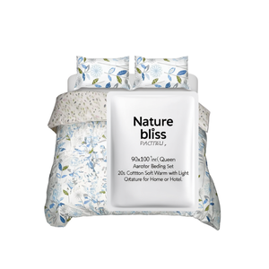 Nature Bliss 90x100 Inch Queen <b>Comforter</b> Bedding <b>Set</b> 20s Cotton Soft Warm with Light Feature for Home or Hotel - Product Image 2
