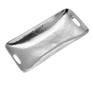 Stainless Steel <b>Rectangular</b> Serving Tray Set With Modern Ring Handles Durable Metal Home Decor Platter For Hotel & Kitchen Use - Product Image 2