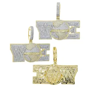 Collier pendentif pour homme We World en argent plaqué or 14 carats bicolore, micro-pavé de zircone cubique 5A, style Rapper Punk Hip Hop, cadeau de bijoux - Product Image 3