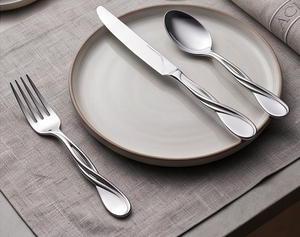 Twisted <b>Ribbon</b> Mirror Stainless Steel Flatware Set High Mirror Polish Dishwasher Safe For <b>Wedding</b> Dinnerware And Restaurant - Product Image 1