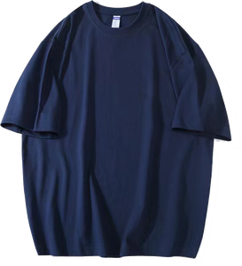 Camiseta de Manga Corta para Hombre, Cuello Redondo, Color Azul Marino, Corte Holgado, Estilo Casual, Tejido de Punto, 100% Algodón - Product Image 4