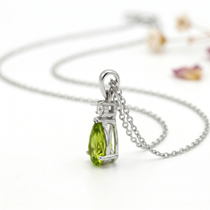 Oferta del Mes de Agosto: Colgantes y Dijes Finos de Peridoto en Forma de Pera, Oro Blanco, Brillo Verde Natural, Joyería de Lujo con Signos Zodiacales, Regalo Moderno para Mujer, Coleccionable - Product Image 2