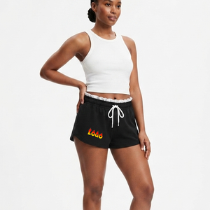 Custom <b>Women's</b> Athletic <b>Black</b> <b>Shorts</b> Drawstring Waist Mid Rise Side Pocket Loose Gym Activewear Casual Breathable - Product Image 4