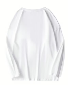 Men's <b>White</b> Long Sleeve O Neck Knitted Cotton Breathable 180g Sweatshirt Regular Fit Solid Casual Wear Blank Jersey Top - Product Image 3