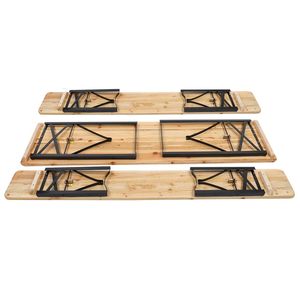 Portable Outdoor Folding Picnic Table <b>Bench</b> <b>Set</b> 3PCS Patio <b>Dining</b> Furniture <b>with</b> Wooden Top and Steel Frame - Product Image 5
