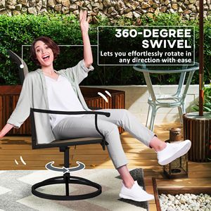 Set di 2 sedie da pranzo da giardino con schienale alto, in rete marrone per tutte le stagioni, con struttura in acciaio e cuscini in poliestere - Product Image 4