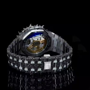 Reloj Deportivo de Lujo, Personalizado, de Acero Inoxidable, con Corona Analógica ETA, Diamantes Negros, Automático, con Moissanita VVS1 - Product Image 3