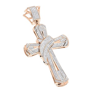 Colgante de Cruz de Oro Blanco de Alta Calidad con Moissanita, Joyería Hip Hop Iced Out, Venta al por Mayor a Granel de la India para Mujer - Product Image 2
