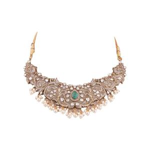 Refined Gajaah 925 Sterling <b>Silver</b> Choker <b>Necklace</b> & Earrings <b>Set</b> Pure <b>Silver</b> Bridal & Festive Jewellery for Women - Product Image 2