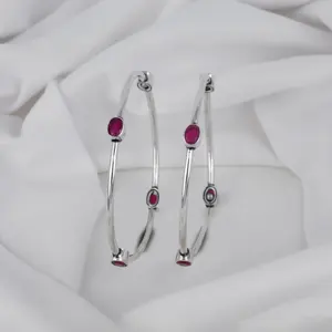 Elegant Lightweight Women's Classic Stylish 925 Silver Natural <b>Crystal</b> Bangles Fine Jewelry Sets - Product Image 2