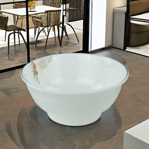 Tazón de Melamina Blanco con Línea Negra, Vajilla, Tazón para Sopa, Certificación de Grado Alimenticio, Tazón para Ramen, para Restaurante, Vajilla para Bodas - Product Image 1