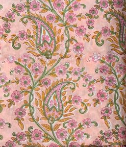 Light <b>Colour</b> Floral Indian Hand Block Print 100% Cotton Eco-Friendly Fabric Soft Natural Hand Dyed Paisley Home Decor Bags - Product Image 1