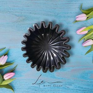 Bol en marbre cannelé à bord sculpté, design contemporain, 100 % fait main, pour table, finition polie et brillante, pour salon - Product Image 2