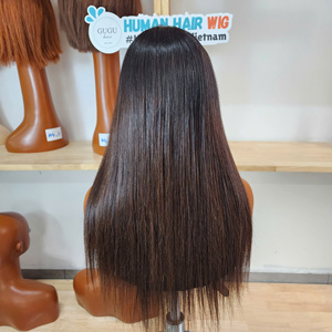 Peluca de cabello humano HD de 32 pulgadas con encaje frontal, grado virgen, cabello liso natural, estilo afro, para mayoristas - Product Image 1