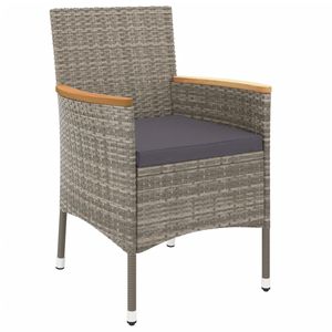 Juego de patio bistró de ratán polivinílico gris de 3 piezas con cojines Muebles de exterior duraderos - Product Image 4