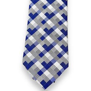 Premium Blue White Checkered <b>Tie</b> for Men Stylish Geometric Necktie | Formal Business Wedding Party Wear OEM Wholesale India 2026 - Product Image 2