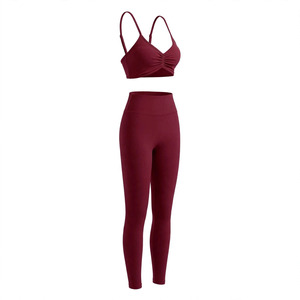 Ensemble de bralette sans couture personnalisable grande taille pour femme, avec dos nageur et leggings taille haute en Spandex/Polyester - Product Image 4