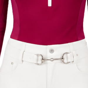 Pantalon d'équitation blanc personnalisé pour femme, taille haute, extensible, avec passants de ceinture, pour la compétition et l'entraînement - Product Image 6