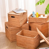 TOP SELLING ITEMS Rattan Aufbewahrung sbox Rechteck Wäsche korb Boxen mit Deckel, Griffe Küche Veranstalter Esszimmer Sets beliebt