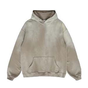 เสื้อฮู้ดดี้โอเวอร์ไซส์ผู้ชาย ย้อมสีแบบดิปได ผ้าฝ้ายเฟรนช์เทอร์รี่ สีพื้น สไตล์ลำลอง สตรีทแวร์ สำหรับฤดูใบไม้ร่วง - Product Image 4