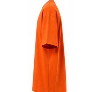 เสื้อยืดแขนสั้นผู้ชายสีส้มทรงโอเวอร์ไซส์ คอโอ ทรงลำลอง สีพื้น ย้อมสีเรียบ แบบยาว คอกลม - Product Image 2