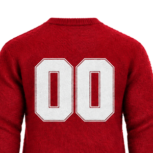 Pull en tricot doux pour homme, rouge écarlate personnalisé, col rond, manches longues, pull décontracté chaud pour l'hiver avec logo sur le devant personnalisé - Product Image 4