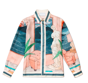 Camisa de Seda Satinada para Hombre, Manga Larga, Vacaciones, Playa, Casual, Personalizada con Estampado Completo, Camisa Hawaiana para Hombre - Product Image 1