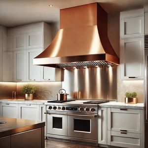 Campana Extractora de Cocina Moderna Estilo Rústico en Cobre, que Combina Diseño Artesanal Tradicional con Funciones Avanzadas de Ventilación - Product Image 1