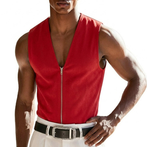 Camiseta sin mangas con cremallera completa para hombre, estilo urbano, informal, personalizable, ropa de gimnasio, camisetas sin mangas al por mayor para hombre - Product Image 5