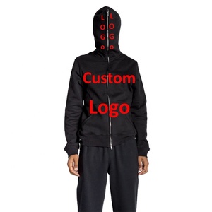 Sudadera con capucha de algodón 100% para hombre, con cremallera, forro polar grueso, diseño liso teñido, hombros caídos, transpirable, ideal para invierno. - Product Image 5