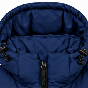 Windproof <b>Waterproof</b> Thick Zipper Closure Casual Regular Fit Solid Blue Coat Men's Puffer <b>Jacket</b> Cotton Lining Winter Street - Product Image 3