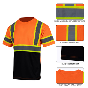 Camiseta de Seguridad de Trabajo de Manga Corta, Transpirable, Reflectante, con Cuello Redondo, para Verano - Product Image 3