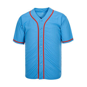 Camiseta de Béisbol Azul Claro para Hombre, Manga Corta, Cuello en V, Malla de Poliéster que Absorbe la Humedad, Ropa Deportiva, Corte Regular para Adultos - Product Image 2