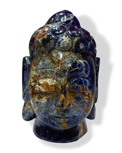 Cabeza de Buda de Sodalita Natural, Estatua de Cristal Hecha a Mano, Figura de Dios, Ídolo, Regalo Art Deco, Piedra, Radha Arts - Product Image 1