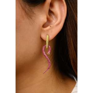 14K Solid Gold Emerald Drop <b>Earrings</b> with IGI Certified Natural Pearl - Product Image 4