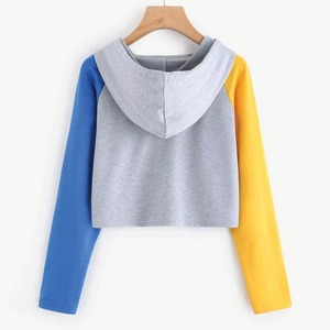 Breathable Comfortable <b>Winter</b> Women's Crop <b>Top</b> Hoodie with Stand Collar and Front Customized Logo Printing - Product Image 6