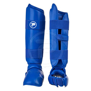 Protège-tibias de boxe en cuir YQ avec cadre en acier au carbone, protection professionnelle, coussinets respirants réglables pour l'entraînement MMA - Product Image 1