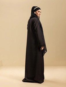 Conjunto de Abaya Nida Marrón Informal y Formal para Mujeres Musulmanas, de Fibra de Poliéster, Estilo Sencillo, Largo, Abierto por Delante, Recto, Estilo Saudí - Product Image 3