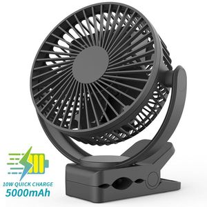 Ventilateur de bureau USB rechargeable silencieux et puissant avec flux d'air optimal, batterie 5000 mAh, à clipser, personnel, pour voiturette de golf, portable et à porter - Product Image 6