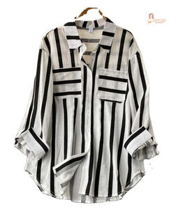 Chemisier décontracté uni pour femme, manches longues, col rabattu, broderie vintage, logo frontal, collection printemps-été-automne, vente en gros - Product Image 1