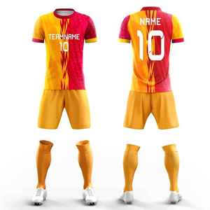 Camiseta de Fútbol Sublimada Roja y Amarilla para Hombre, Manga Corta, Cuello Redondo, Uniforme Transpirable de Poliéster para Todas las Temporadas, Deporte para Adultos - Product Image 6