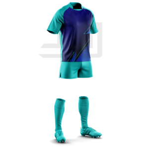Uniforme d'équipe de rugby professionnel, écologique, coupe-vent, imprimé, col en V, maillot léger et short conçus pour les matchs de ligue - Product Image 3