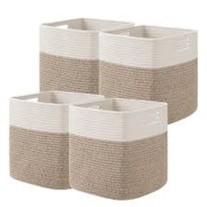 Clothing Organizer Foldable Collapsible Stackable 100% Cotton <b>Woven</b> Eco-Friendly Durable Lightweight Portable Modern <b>Basket</b> - Product Image 5