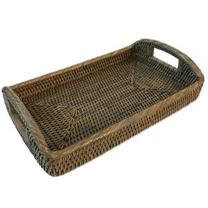 Custom Design Rattan Storage <b>Tray</b> for Home Desk Organized Food Storage <b>Basket</b> Hand-woven Rattan <b>Tray</b> - Product Image 2