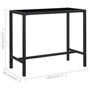 Table de bar en rotin PE noir avec structure en acier thermolaqué et plateau en verre trempé pour usage extérieur - Product Image 6