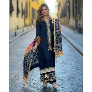 Designer Georgette Embroidery Sequence <b>Work</b> Top Palazzo with Dupatta <b>Black</b> - Product Image 1