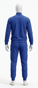 Ensemble de survêtement bleu zippé pour homme, coupe classique, couleur unie, décontracté, pour l'automne, avec sweat-shirt tricoté à col montant et pantalon - Product Image 2