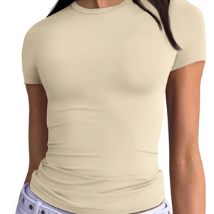 T-shirt de performance pour femme, anti-transpiration, respirant, léger, vêtements de sport, tee-shirt de fitness, logo personnalisé, OEM, ODM, vente en gros - Product Image 5