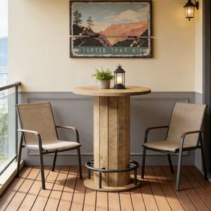 Tavolo Alto Pieghevole per Bar, Arredamento per Interni ed Esterni, Casa, Hotel, Seminterrato, Giardino, Feste con Base a Gamba - Product Image 4