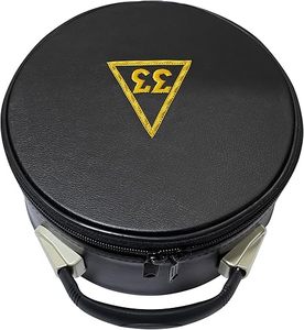 Estuche Redondo de Cuero para Gorra Masónica de 33.º Grado con Emblema Bordado, Caja de Transporte Duradera Hecha a Mano - Product Image 1